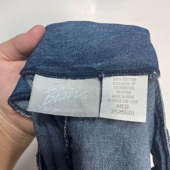 Vintage BLAIR Patchwork Denim Fringe Vest Medium - Picture 3 of 5